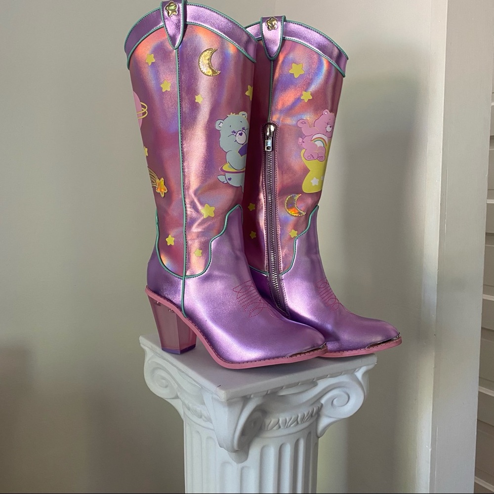 LIMITED EDITION DOLLSKILL X CARE BEARS HOLOGRAPHIC COWBOY BOOTS 🌈💖🦋🍭